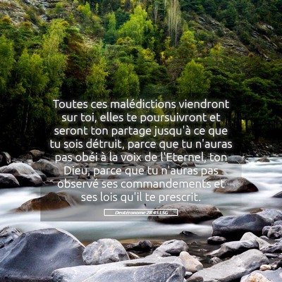 Picture 05 - Deutéronome 28:45 LSG - Toutes ces malédictions viendront sur toi, elles - Bible Verse Picture