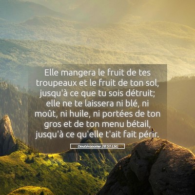 Picture 05 - Deutéronome 28:51 LSG - Elle mangera le fruit de tes troupeaux et le - Bible Verse Picture