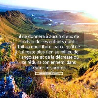 Picture 05 - Deutéronome 28:55 LSG - il ne donnera à aucun d'eux de la chair de ses - Bible Verse Picture