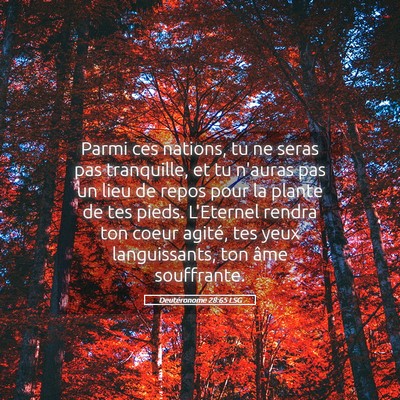 Picture 05 - Deutéronome 28:65 LSG - Parmi ces nations, tu ne seras pas tranquille, et - Bible Verse Picture