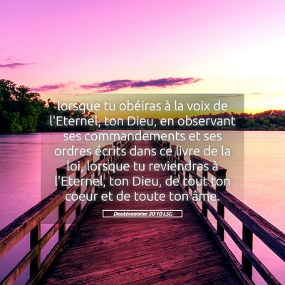 Picture 05 - Deutéronome 30:10 LSG - lorsque tu obéiras à la voix de l'Eternel, ton - Bible Verse Picture