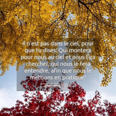 Picture 05 - Deutéronome 30:12 LSG - Il n'est pas dans le ciel, pour que tu dises: Qui - Bible Verse Picture