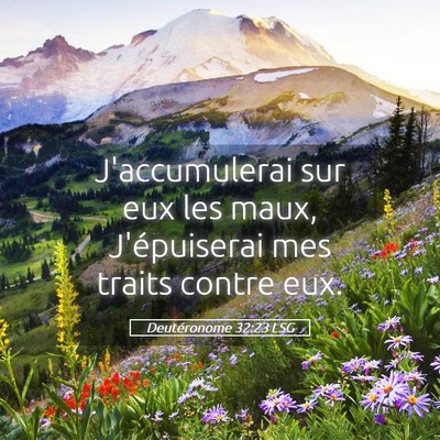 Picture 05 - Deutéronome 32:23 LSG - J'accumulerai sur eux les maux, J'épuiserai mes - Bible Verse Picture