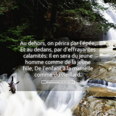 Picture 05 - Deutéronome 32:25 LSG - Au dehors, on périra par l'épée, Et au dedans, - Bible Verse Picture