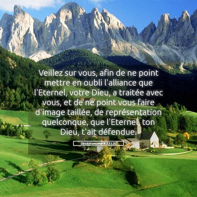 Picture 05 - Deutéronome 4:23 LSG - Veillez sur vous, afin de ne point mettre en - Bible Verse Picture