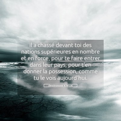 Picture 05 - Deutéronome 4:38 LSG - il a chassé devant toi des nations supérieures - Bible Verse Picture