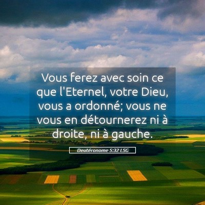 Picture 05 - Deutéronome 5:32 LSG - Vous ferez avec soin ce que l'Eternel, votre - Bible Verse Picture