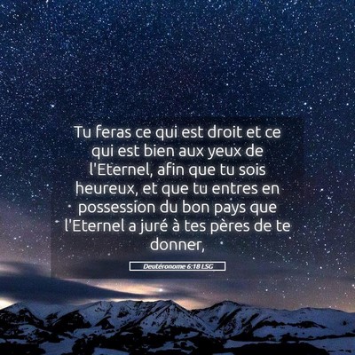 Picture 05 - Deutéronome 6:18 LSG - Tu feras ce qui est droit et ce qui est bien aux - Bible Verse Picture