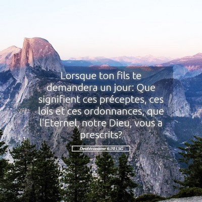 Picture 05 - Deutéronome 6:20 LSG - Lorsque ton fils te demandera un jour: Que - Bible Verse Picture