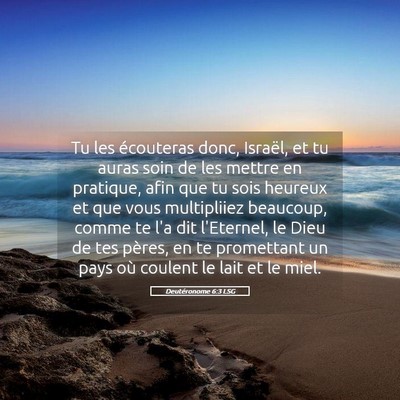 Picture 05 - Deutéronome 6:3 LSG - Tu les écouteras donc, Israël, et tu auras soin - Bible Verse Picture