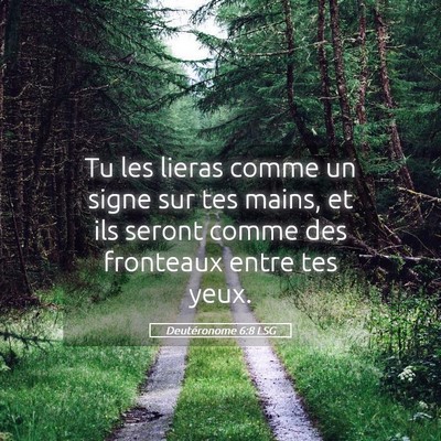 Picture 05 - Deutéronome 6:8 LSG - Tu les lieras comme un signe sur tes mains, et - Bible Verse Picture