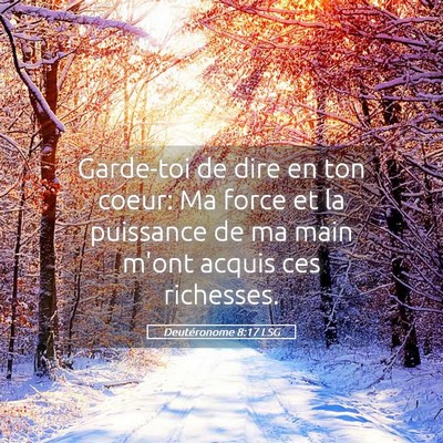 Picture 05 - Deutéronome 8:17 LSG - Garde-toi de dire en ton coeur: Ma force et la - Bible Verse Picture