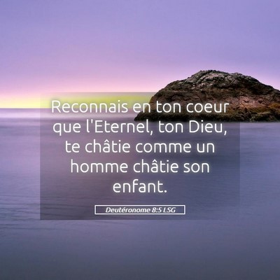 Picture 05 - Deutéronome 8:5 LSG - Reconnais en ton coeur que l'Eternel, ton Dieu, - Bible Verse Picture