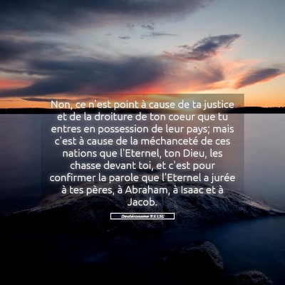 Picture 05 - Deutéronome 9:5 LSG - Non, ce n'est point à cause de ta justice et de - Bible Verse Picture