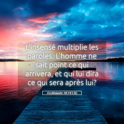 Picture 05 - Ecclésiaste 10:14 LSG - L'insensé multiplie les paroles. L'homme ne sait - Bible Verse Picture