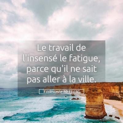 Picture 05 - Ecclésiaste 10:15 LSG - Le travail de l'insensé le fatigue, parce qu'il - Bible Verse Picture