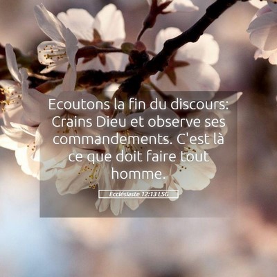 Picture 05 - Ecclésiaste 12:13 LSG - Ecoutons la fin du discours: Crains Dieu et - Bible Verse Picture