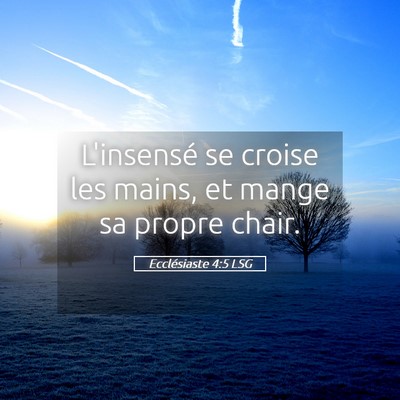 Picture 05 - Ecclésiaste 4:5 LSG - L'insensé se croise les mains, et mange sa - Bible Verse Picture