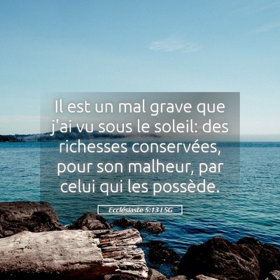 Picture 05 - Ecclésiaste 5:13 LSG - Il est un mal grave que j'ai vu sous le soleil: - Bible Verse Picture