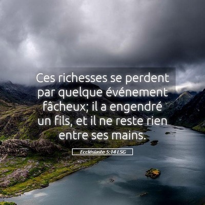 Picture 05 - Ecclésiaste 5:14 LSG - Ces richesses se perdent par quelque événement - Bible Verse Picture