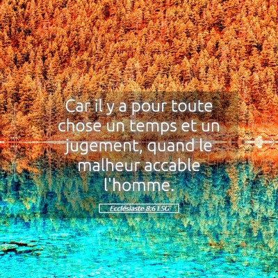 Picture 05 - Ecclésiaste 8:6 LSG - Car il y a pour toute chose un temps et un - Bible Verse Picture