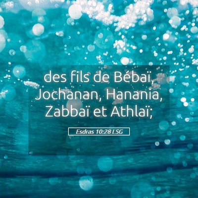 Picture 05 - Esdras 10:28 LSG - des fils de Bébaï, Jochanan, Hanania, Zabbaï - Bible Verse Picture