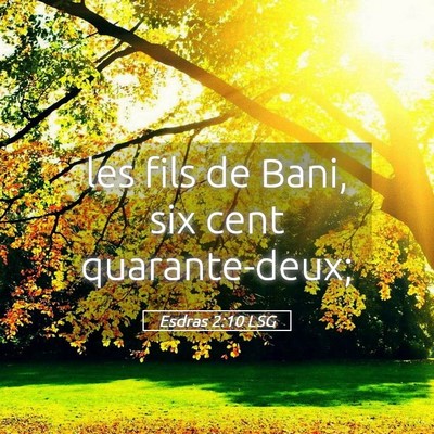 Picture 05 - Esdras 2:10 LSG - les fils de Bani, six cent - Bible Verse Picture