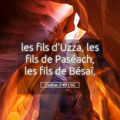 Picture 05 - Esdras 2:49 LSG - les fils d'Uzza, les fils de Paséach, les fils - Bible Verse Picture