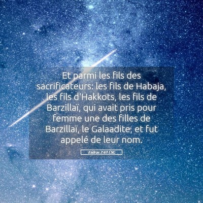 Picture 05 - Esdras 2:61 LSG - Et parmi les fils des sacrificateurs: les fils de - Bible Verse Picture