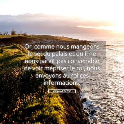 Picture 05 - Esdras 4:14 LSG - Or, comme nous mangeons le sel du palais et qu'il - Bible Verse Picture