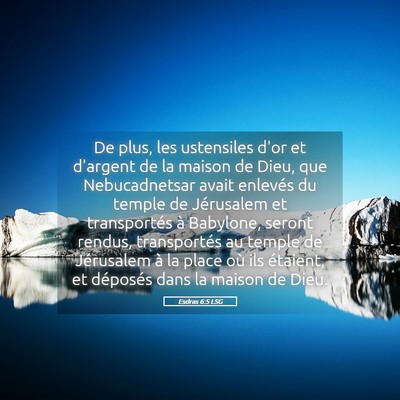 Picture 05 - Esdras 6:5 LSG - De plus, les ustensiles d'or et d'argent de la - Bible Verse Picture