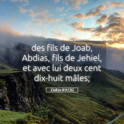 Picture 05 - Esdras 8:9 LSG - des fils de Joab, Abdias, fils de Jehiel, et avec - Bible Verse Picture