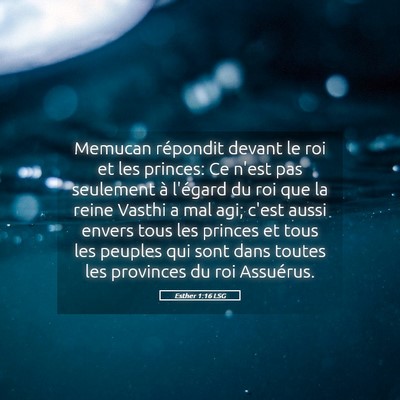 Picture 05 - Esther 1:16 LSG - Memucan répondit devant le roi et les princes: - Bible Verse Picture