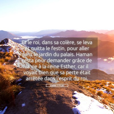 Picture 05 - Esther 7:7 LSG - Et le roi, dans sa colère, se leva et quitta le - Bible Verse Picture