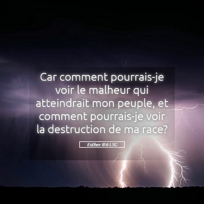 Picture 05 - Esther 8:6 LSG - Car comment pourrais-je voir le malheur qui - Bible Verse Picture