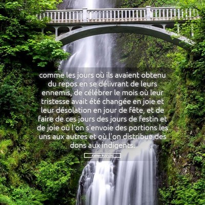 Picture 05 - Esther 9:22 LSG - comme les jours où ils avaient obtenu du repos - Bible Verse Picture