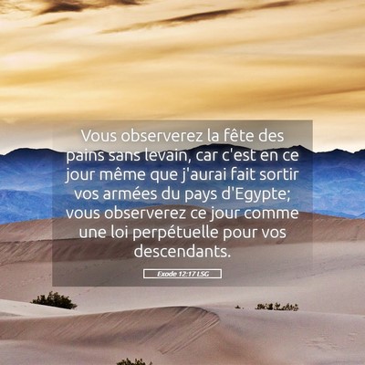 Picture 05 - Exode 12:17 LSG - Vous observerez la fête des pains sans levain, - Bible Verse Picture