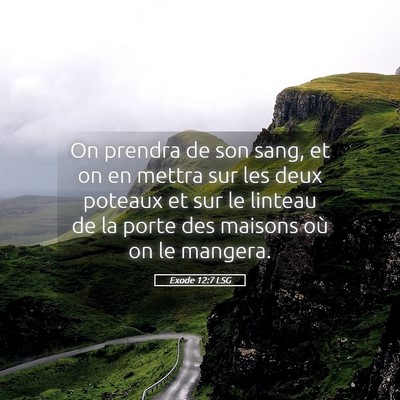 Picture 05 - Exode 12:7 LSG - On prendra de son sang, et on en mettra sur les - Bible Verse Picture
