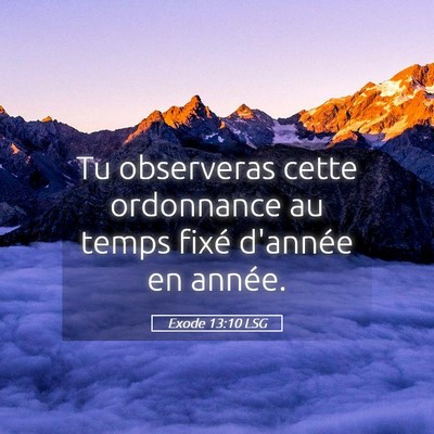 Picture 05 - Exode 13:10 LSG - Tu observeras cette ordonnance au temps fixé - Bible Verse Picture