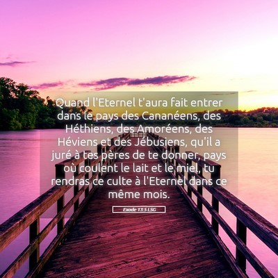 Picture 05 - Exode 13:5 LSG - Quand l'Eternel t'aura fait entrer dans le pays - Bible Verse Picture