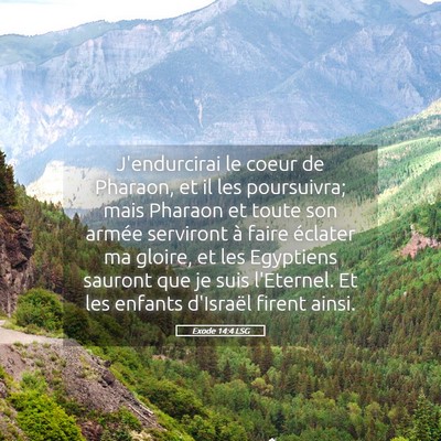 Picture 05 - Exode 14:4 LSG - J'endurcirai le coeur de Pharaon, et il les - Bible Verse Picture