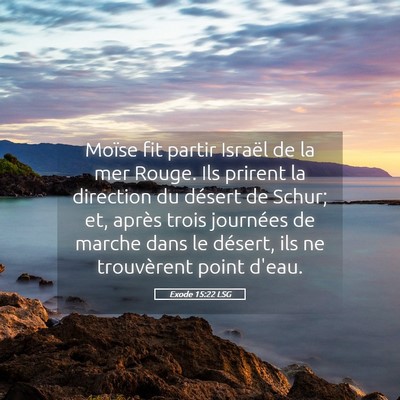 Picture 05 - Exode 15:22 LSG - Moïse fit partir Israël de la mer Rouge. Ils - Bible Verse Picture