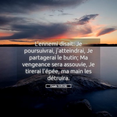 Picture 05 - Exode 15:9 LSG - L'ennemi disait: Je poursuivrai, j'atteindrai, Je - Bible Verse Picture