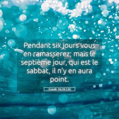 Picture 05 - Exode 16:26 LSG - Pendant six jours vous en ramasserez; mais le - Bible Verse Picture