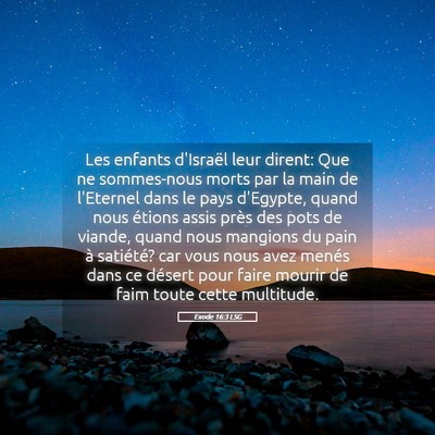 Picture 05 - Exode 16:3 LSG - Les enfants d'Israël leur dirent: Que ne - Bible Verse Picture