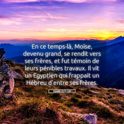 Picture 05 - Exode 2:11 LSG - En ce temps-là, Moïse, devenu grand, se rendit - Bible Verse Picture