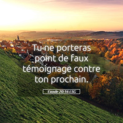 Picture 05 - Exode 20:16 LSG - Tu ne porteras point de faux témoignage contre - Bible Verse Picture