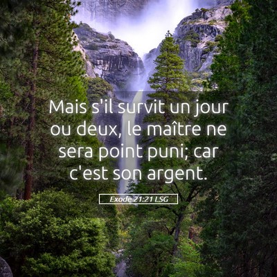 Picture 05 - Exode 21:21 LSG - Mais s'il survit un jour ou deux, le maître ne - Bible Verse Picture