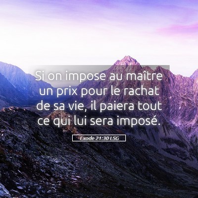 Picture 05 - Exode 21:30 LSG - Si on impose au maître un prix pour le rachat de - Bible Verse Picture