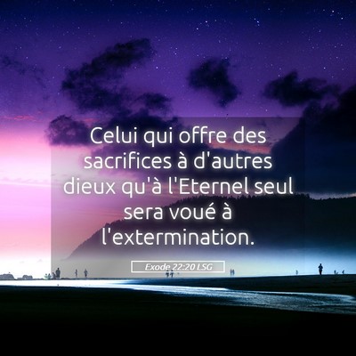 Picture 05 - Exode 22:20 LSG - Celui qui offre des sacrifices à d'autres dieux - Bible Verse Picture